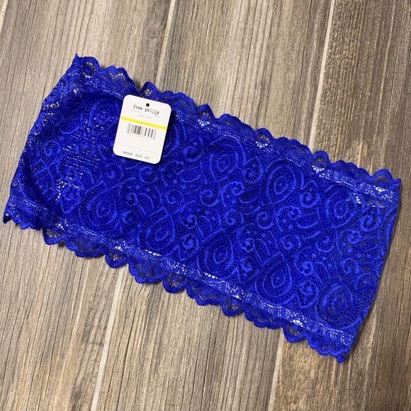 FREE PEOPLE Seamless Laced Bandeau Bra Blue BNWT - Picture 4 of 7